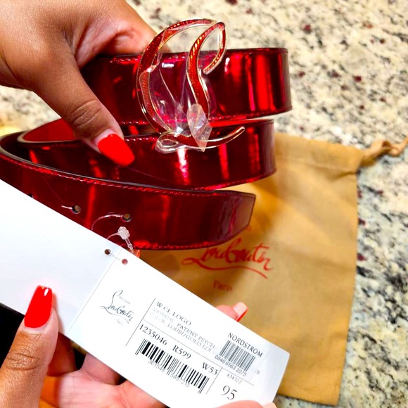 NEW Christian Louboutin Red Belt Size 95 - Picture 2 of 5